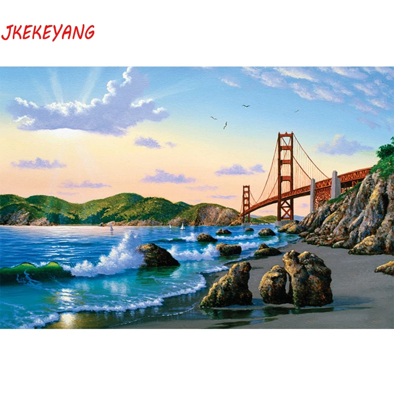 

5D DIY square/round Diamond painting Seaside bridge Cross Stitch Diamond Embroidery Pattern Rhinestone J1684