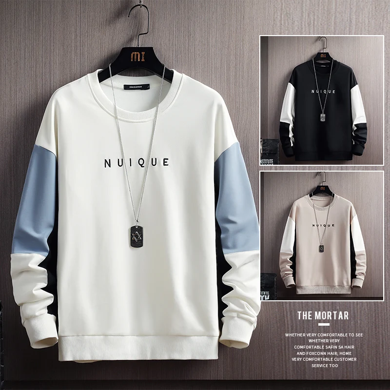 

Толстовка мужская с длинным рукавом, модная повседневная приталенная кофта в стиле Харадзюку, уличная одежда в стиле пэчворк, Пуловеры на о...