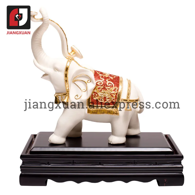 

Vintage chinese 24k gold foil white porcelain elephant figurines ornament
