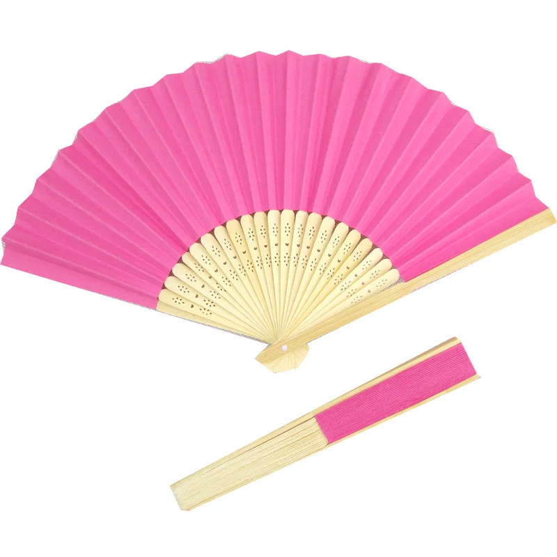 30 шт. в партии одноцветные бамбуковые ребрышки складывающиеся бумажные веера для