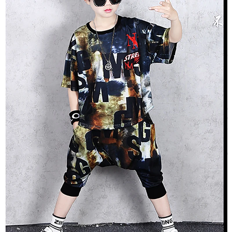 Комплект летней детской одежды для мальчиков свободная Спортивная футболка с