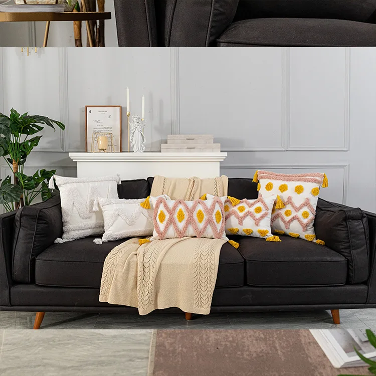 Чехол для подушки цвета слоновой кости наволочка с бахромой 45 х4 5 см/30 х50 см