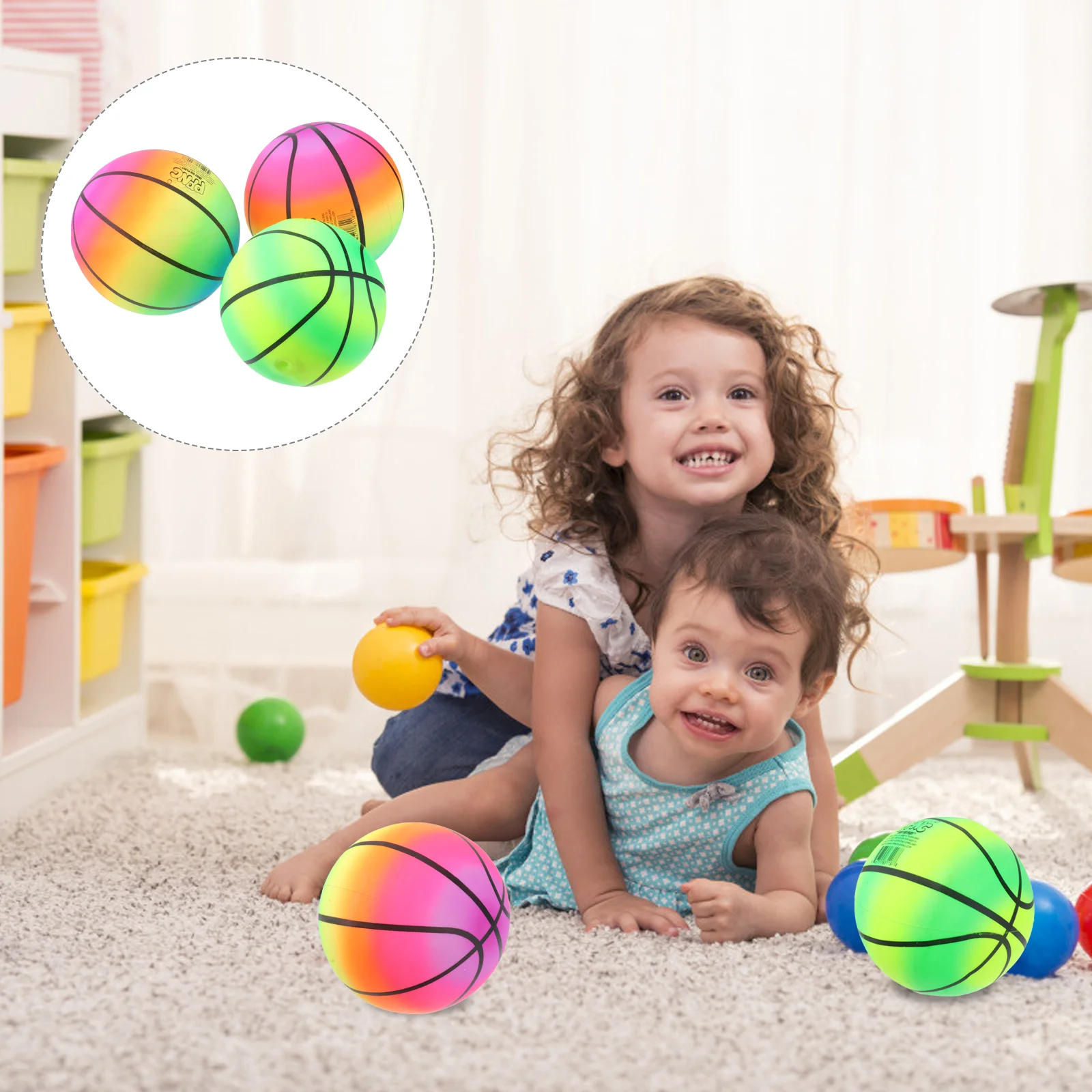 

3 Pcs 16 Rainbow Balls Elastic Eco-friendly PVC Beach Play Kickball Flap Children for Indoor Outdoor