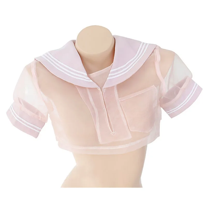 

Anime School Girls Cosplay Costume Cute & Sexy Pink Sailor Uniform School Dress Mini Skirt Mesh Perspective Lingerie Set