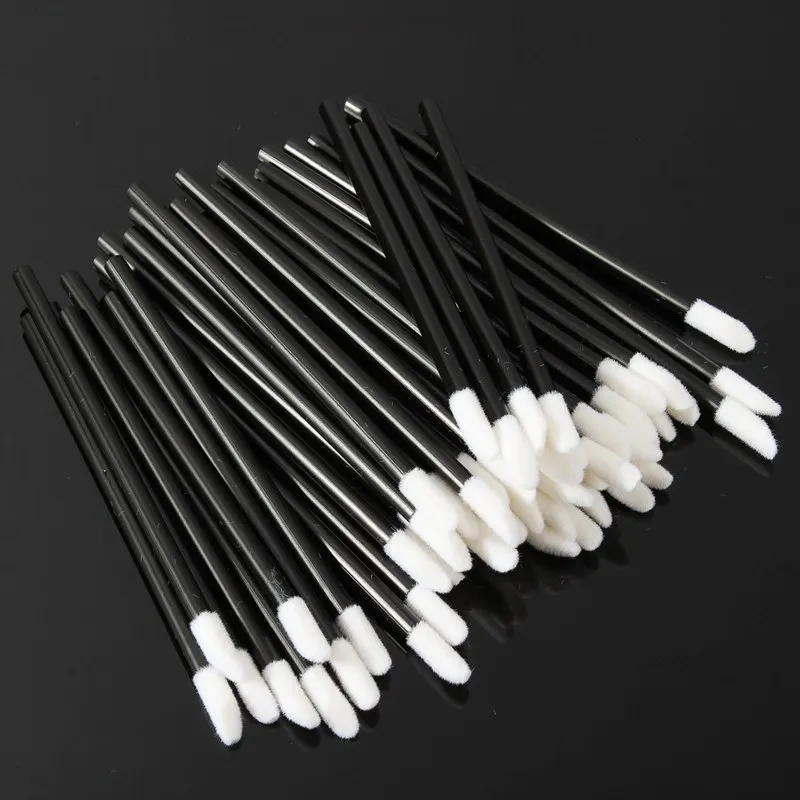 

50pcs Disposable Makeup Lips Brush Lipstick Shiny Wands Applicator Makeup Tool Black Portable Cosmetic Beauty