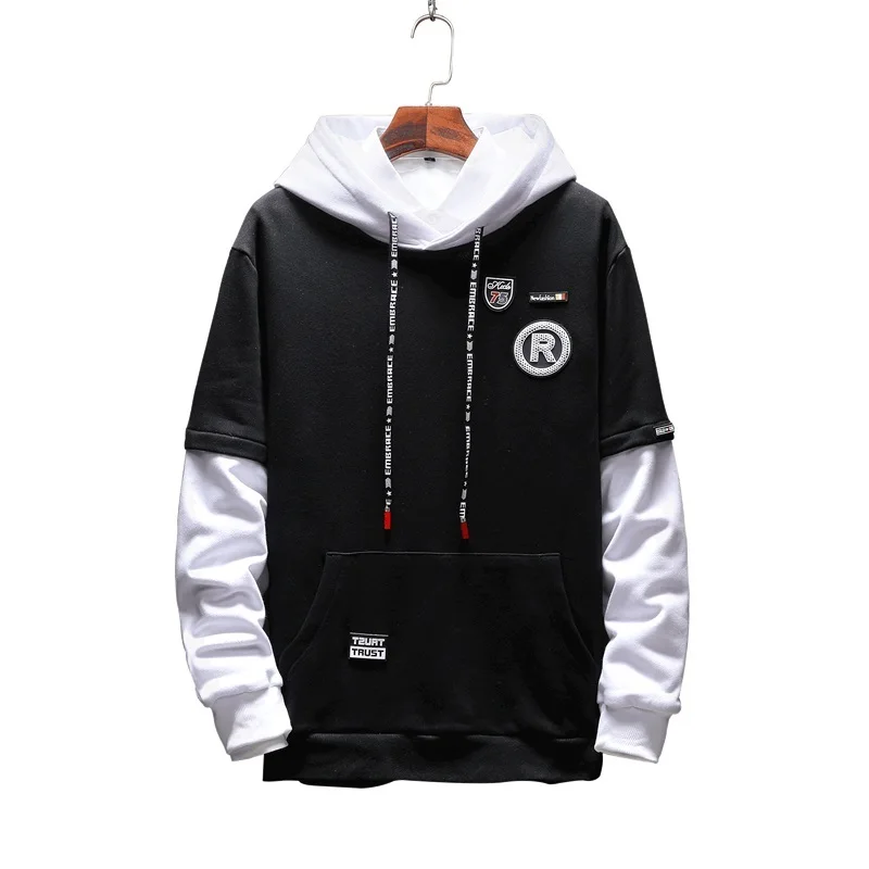 Стильная мужская нарядная толстовка с капюшоном 2019 поддельные двухсекционные