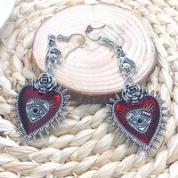 occult dark goth drop earring jewelry blood rose heart oil bat gothic earrings for womens retro hanging long earings aesthetic