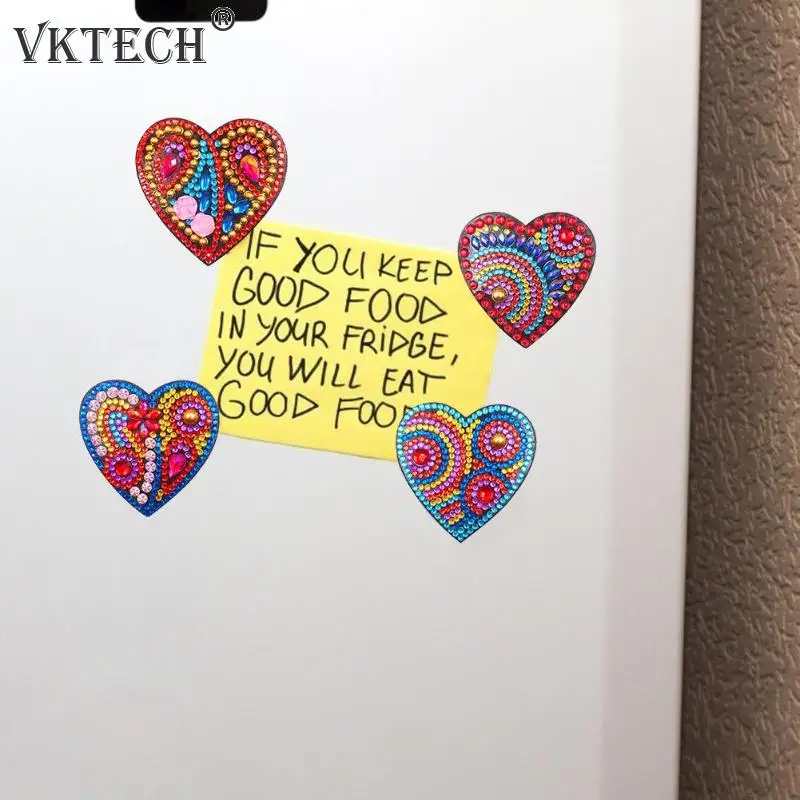 4 шт. алмазная картина сделай сам в форме сердца магнитная наклейка на