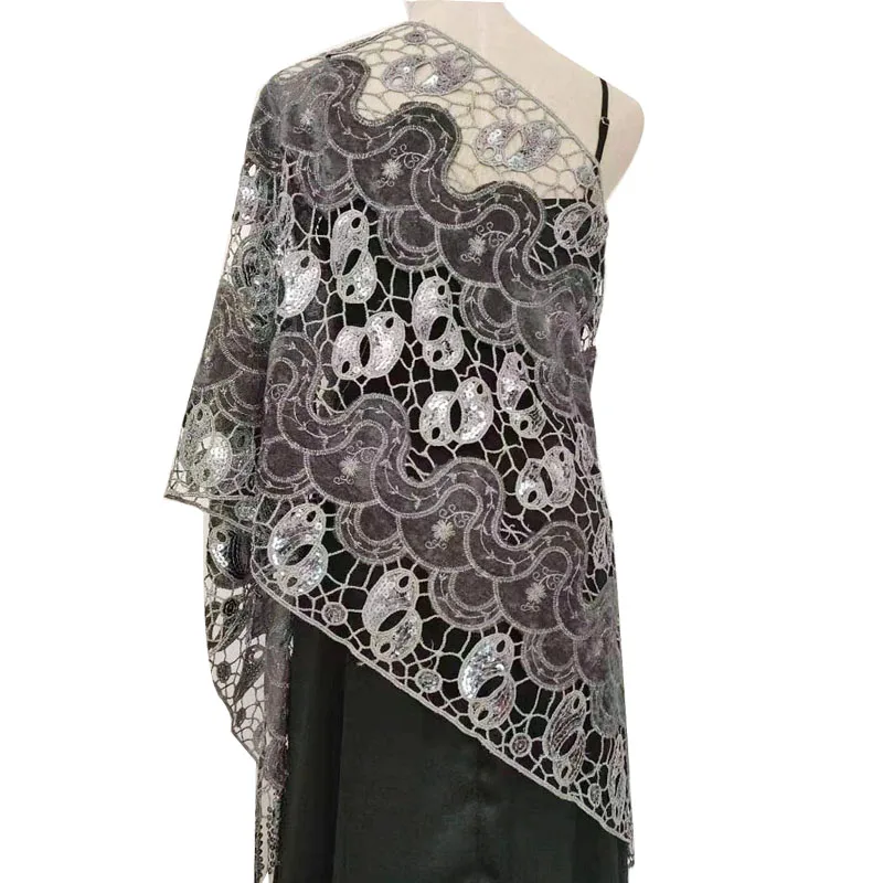 XNS1027 Silver grey Элегантная женская свадебная шаль, расшитая блестками болеро, обертывания для невесты, подружки невесты, длинный шарф, обертывания для вечернего платья - Цвет: XNS1027 Silver grey