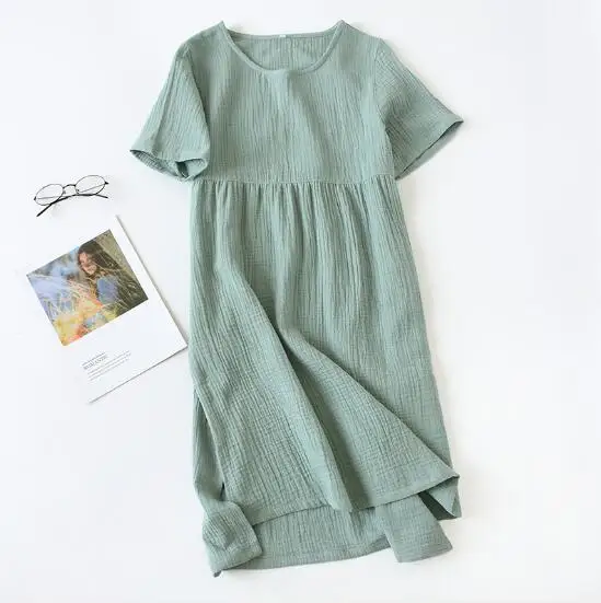 Ночная сорочка женская хлопковая рубашка с коротким рукавом повседневная одежда