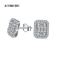 aiyanishi vintage 925 sterling silver stud earrings new woman fashion jewelry halo sona diamond wedding engagement stud earrings