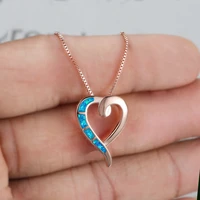 fashion european and american ins style opal heart pendants necklace dropshipping pendant necklace jewelry for women wholesale