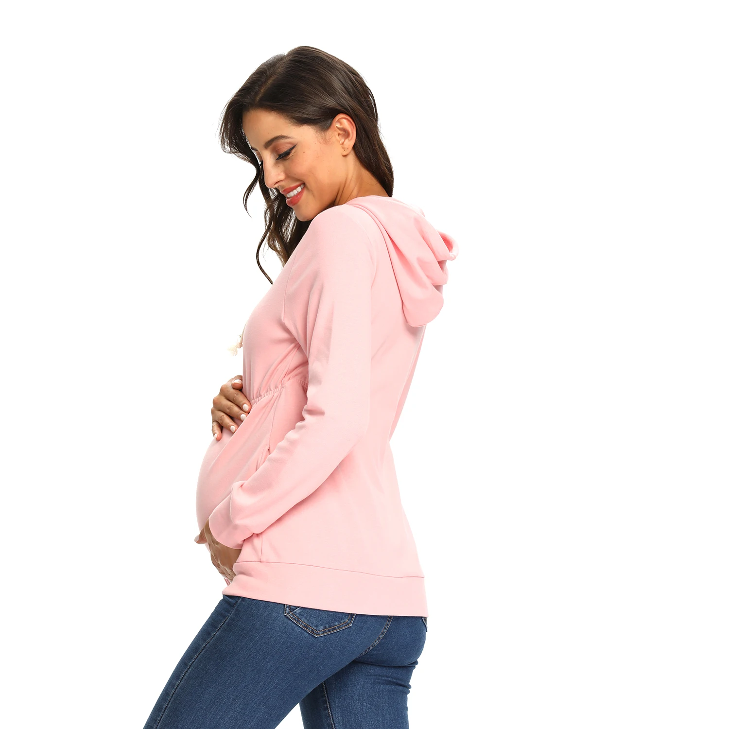 Maternity Hoodie Sweater Pregnant Zipper Coat Women Hooded Shirt Pregnancy Tops Breastfeeding Clothes Nursing Long Sleeve Jacket enlarge