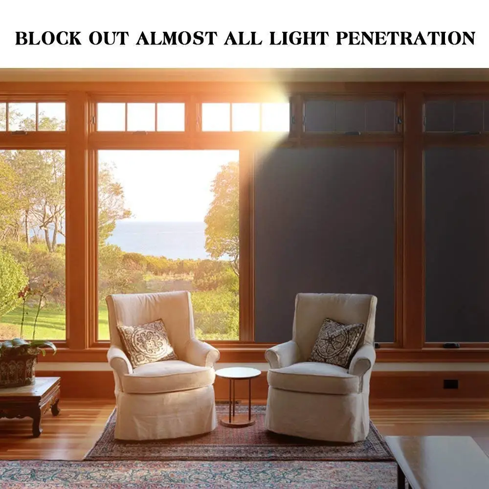 Противоклеящаяся черная оконная наклейка Funlife 100% световая блокирующая пленка