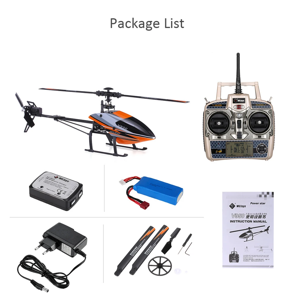 Лидер продаж WLtoys V950 большой вертолет с бесщеточным Мотором 1912 2830KV 2 4G 6CH 3D6G система