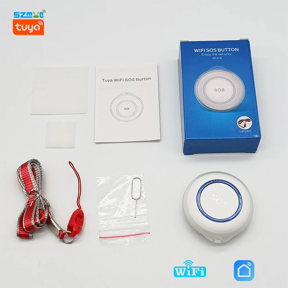 

Tuya Sos Self Defense Alarm Sos Button WiFi RF433 Elderly Person Emergency Moto Manual Siren Panic Buttons Wireless Call Help