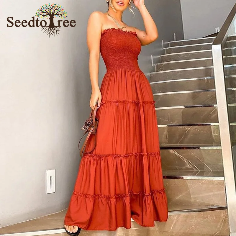 Дизайнерское многослойное платье макси с оборками|Женские платья| |