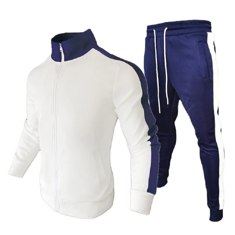 

Brand new 2 piece set of men's sportswear fitness clothing fashion color matching jogging suit autumn and winter men's sportswea