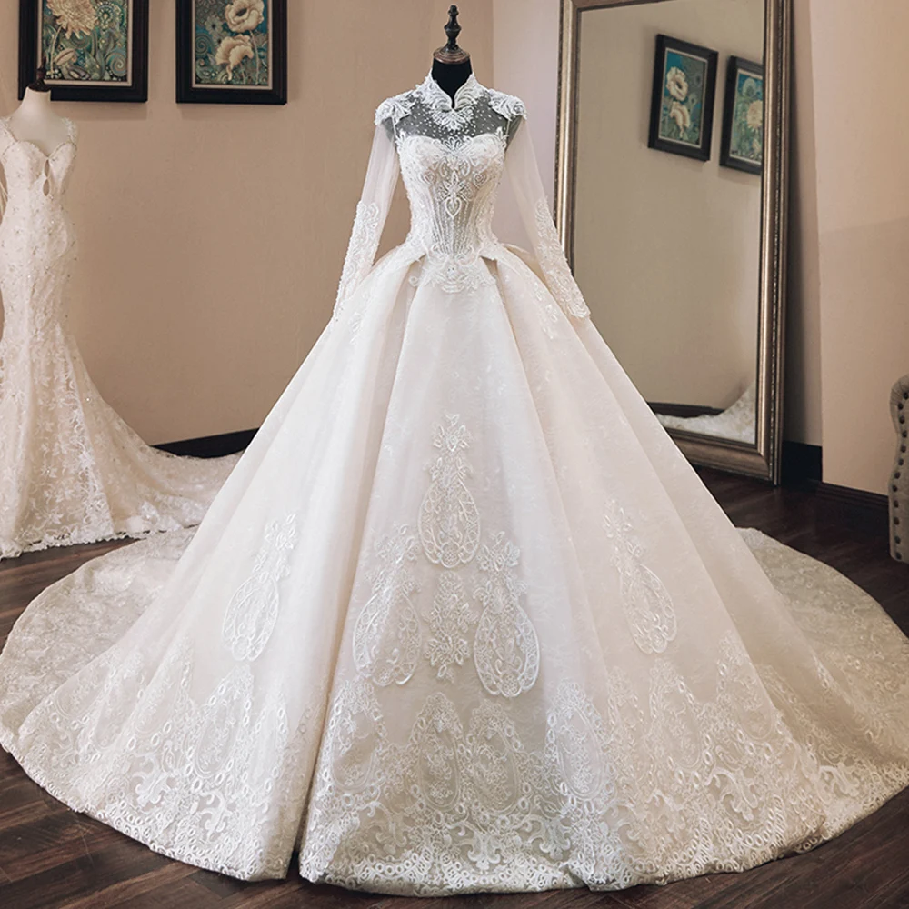 Vestido de Casamento роскошное бальное платье с аппликацией из бисера свадебные платья