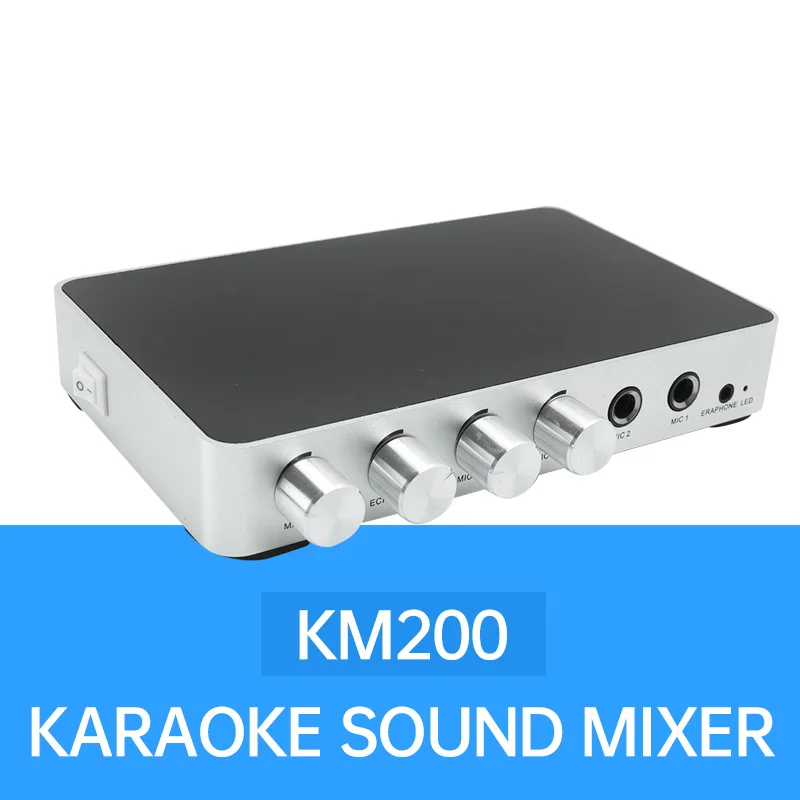 Микшер KM200 4K Mini HD для караоке аудиомикшер с двумя микрофонами регулировка