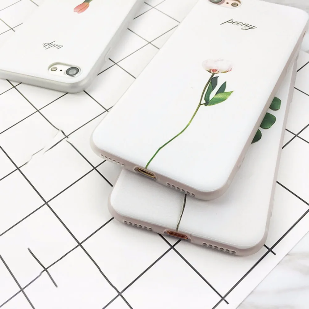 Luxury Cute 3D Floral Leaves Pattern Case Cover For iPhone 8 6 6S 7 Plus Rubber Soft TPU Silicone Phone for iphone 5 5S SE |