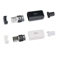 105pcs micro usb 5pin welding type male plug connectors charger 5p usb tail charging socket 4 in 1 white black