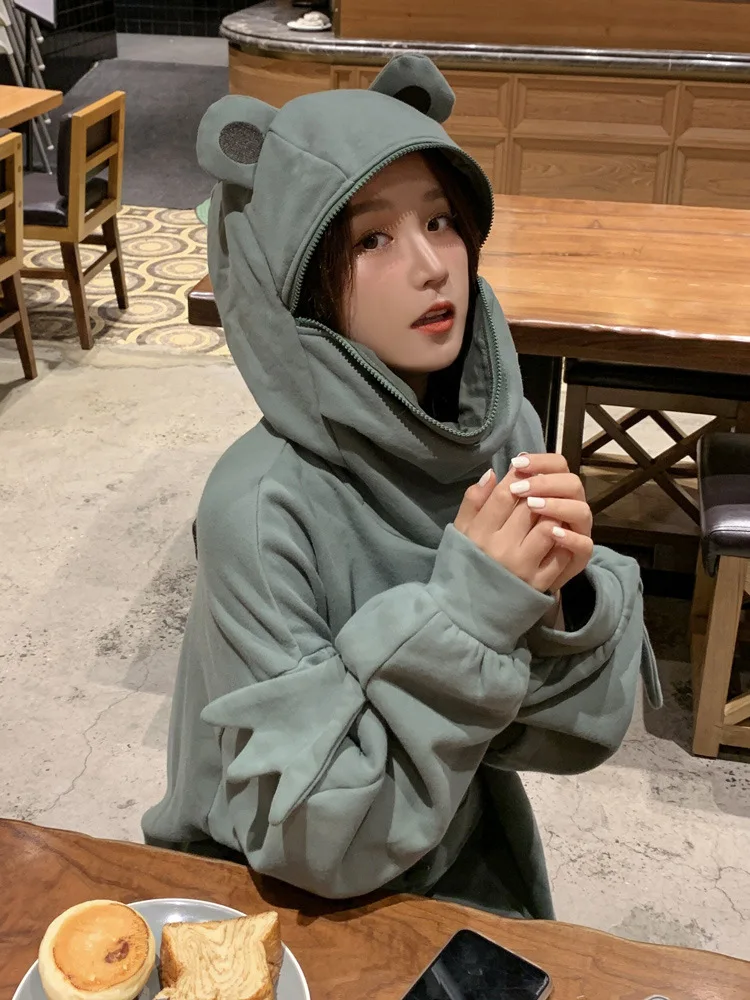 

2020 Fashion Plus Size Harajuku Frog Letter Printing Sweatshirt Streetwear Kawaii Women Hoodies Oversized Female Hooded Hoodies