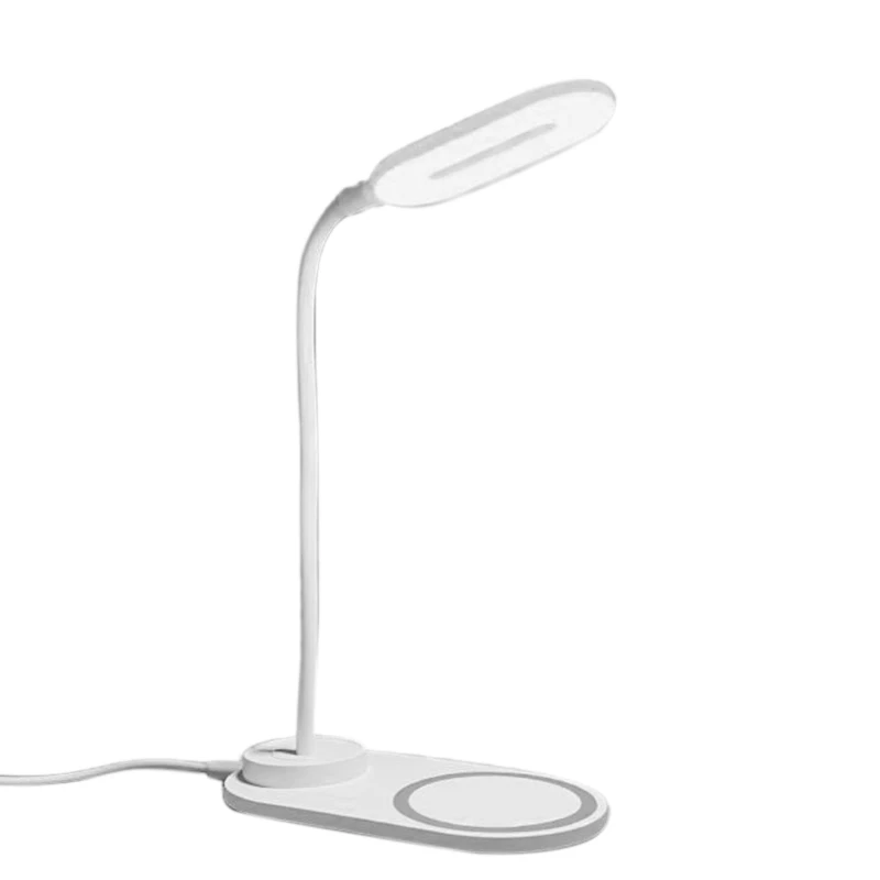 

Quick Wireless Charging LED Table Desk Lamp Portable Eye Protect 360 Degree Flexible Press Control Night Light - White