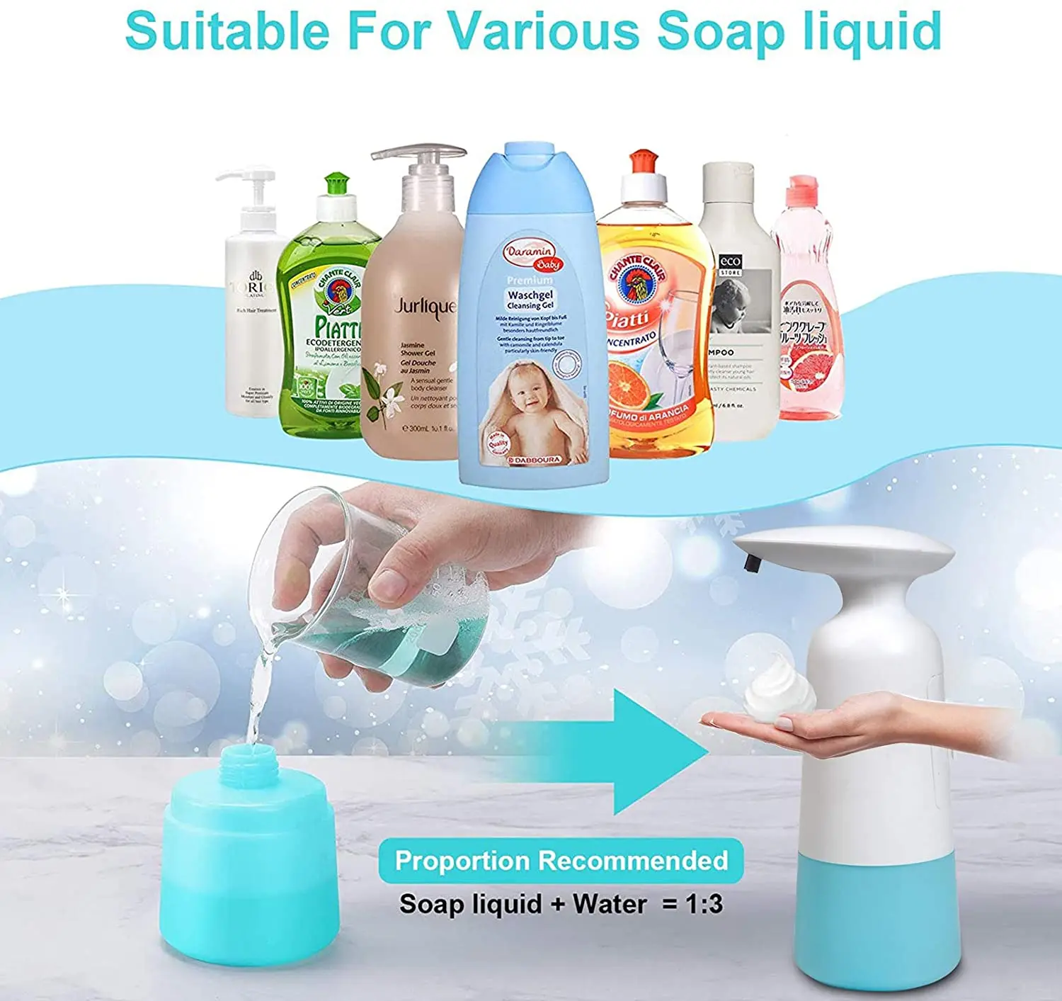 

YAJIAO Automatic Sensor Pump Hands-Free Soap Dispenser Touchless Foam Soap Adjustable Dispenser Wall Mounted Non-Contact 350ML