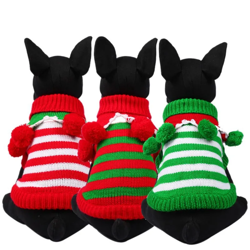 

Autumn Winter Christmas Striped Warm Pets Dog Cat Sweater Clothes Puppy Kitten Coat Cartoon jacket Xmas Decoration