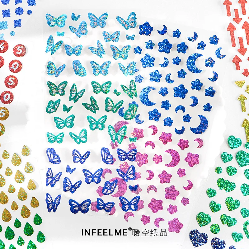 

1 Pcs Butterfly Stars Journal Decorative Shining Stickers Scrapbooking Diy PVC Stick Label Diary Stationery Album Stickers