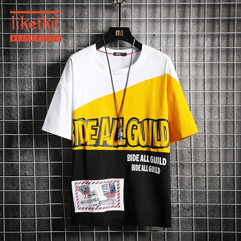 Мужская футболка в стиле хип хоп Liketkit свободная японском с коротким рукавом и