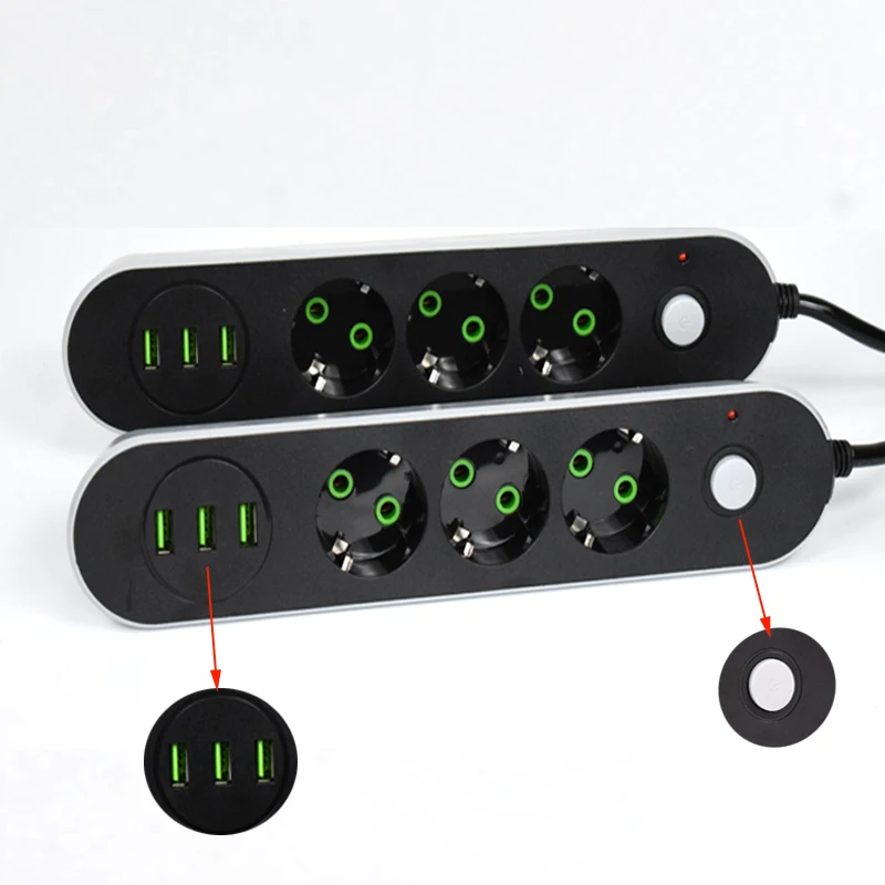 

5M Extension Cord Power strip Socket EU Plug 3 USB Charging Power Cord Wall Charging Adapter Suitable for robot Vacuum Cleaner