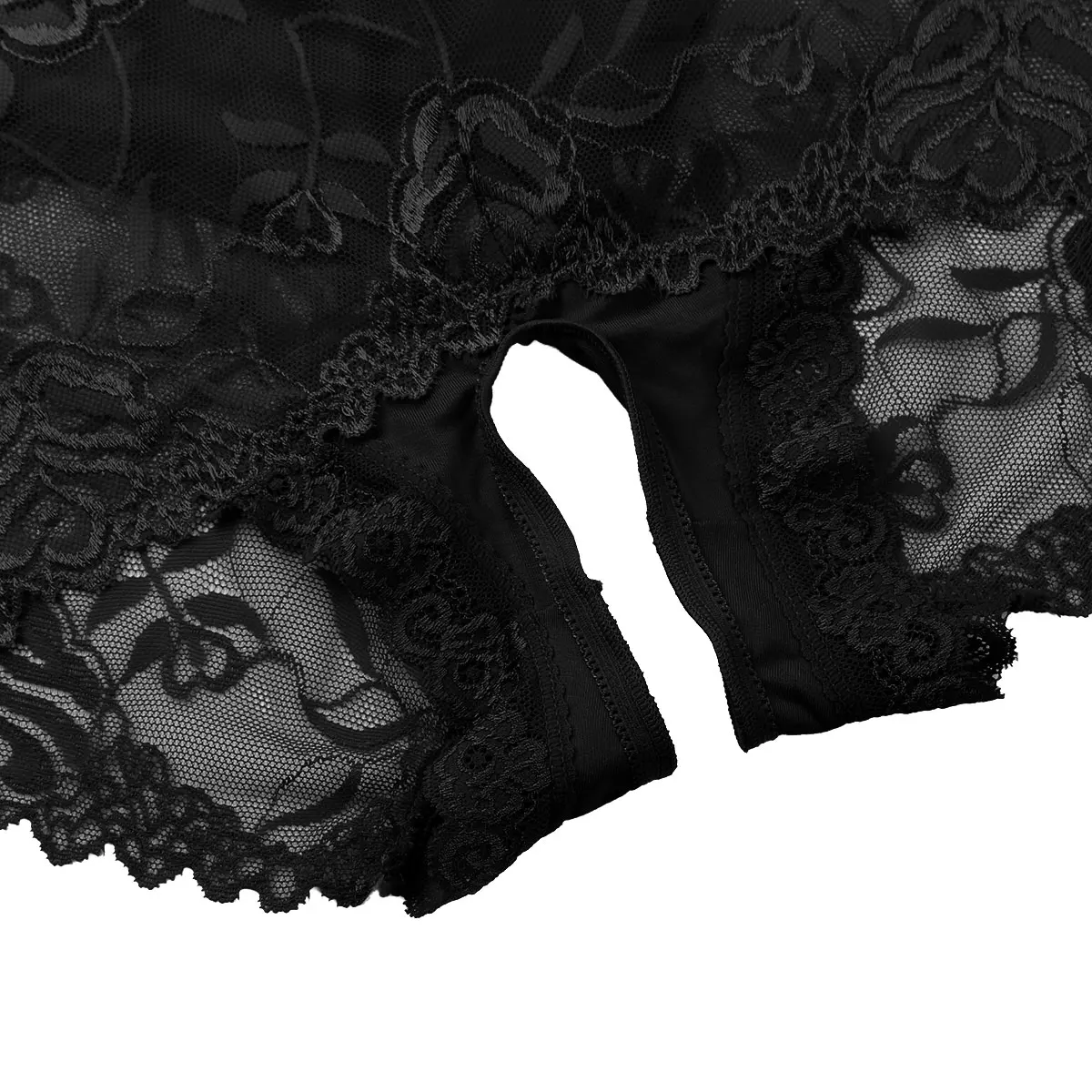 Эротические мужские сетчатые прозрачные кружевные трусы-боксёры с рюшами