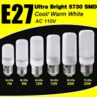 Светодиодная лампа E27, 10 шт.лот, 110 В, ампула, теплый белый, холодный белый, 24, 36, 48, 56, 69, 72 светодиода, лампа-кукуруза для домашнего освещения