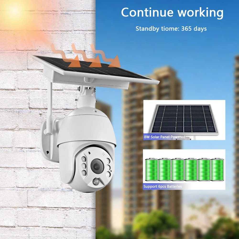 Беспроводная солнечная панель 8 Вт 4G SIM карта флэш 1080P Wi Fi умный дом перезаряжаемая