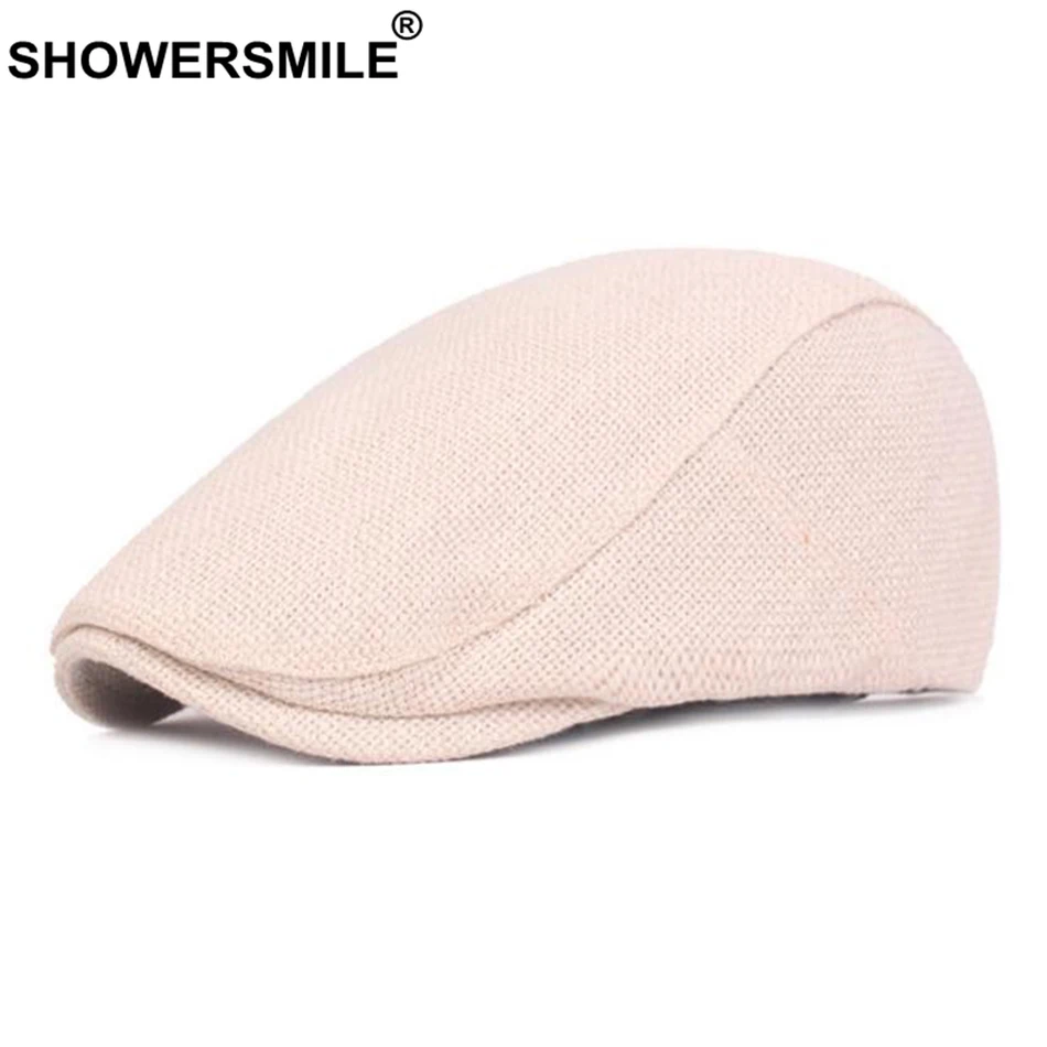 Flat Caps for Men Cotton Linen Duckbill Ivy Cap Women Vintage Solid Orange Casual Autumn Beret Cabbie Cap Unisex