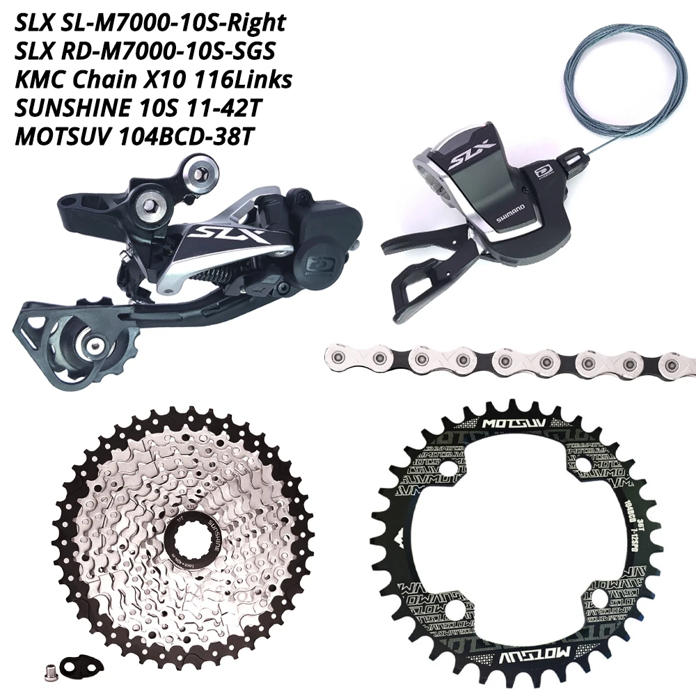 104BCD-38T 10s 42T SLX 1X10S 10 S 10 скоростной комплект rd-m7000 sl m7000 HG81-10 11-36T CN-HG95 KMC X10 SUNSHINE 11-42T 46T 50T MOTSUV 104BCD Chainring - Цвет: 104BCD-38T 10s 42T