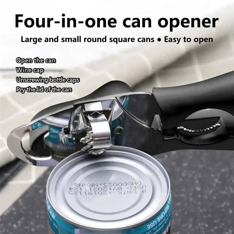 

Jar Bottle Lid Remover Stainless Steel Cans Opener Professional Ergonomic Manual Can Opener Side Cut Manual Can Opener