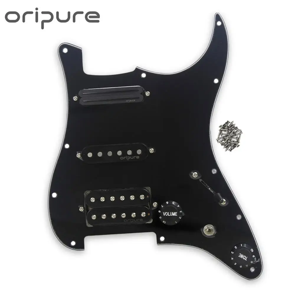 OriPure черный 11 отверстий Strat SSH предварительно загруженная гитарная накладка Alnico 5