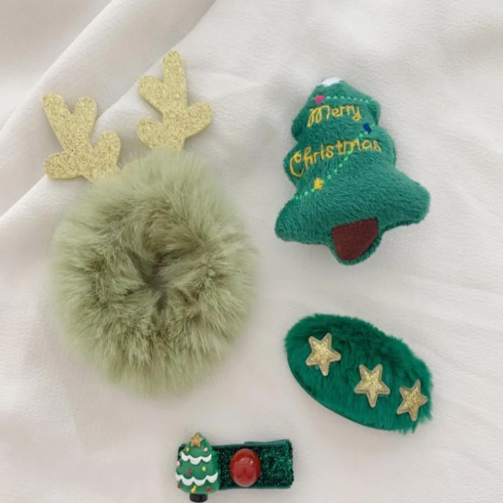 

4PCS/set Christmas Gifts Hair Accessories Set Santa Claus Cute Plush Hairpin Christmas Elk Hair Clip Girl Hair Accessories
