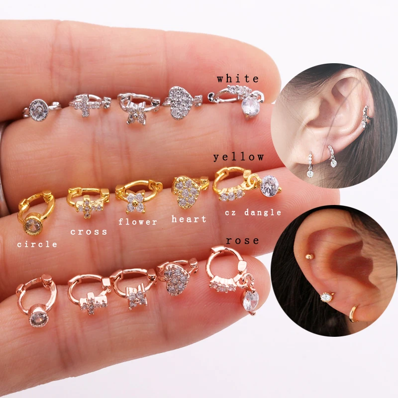 Sellsets 1 шт. Роскошный желтый цвет розового золота Cz болтаются Tragus Daith Грач хрящ обруч серьги пирсинг уха ювелирные изделия