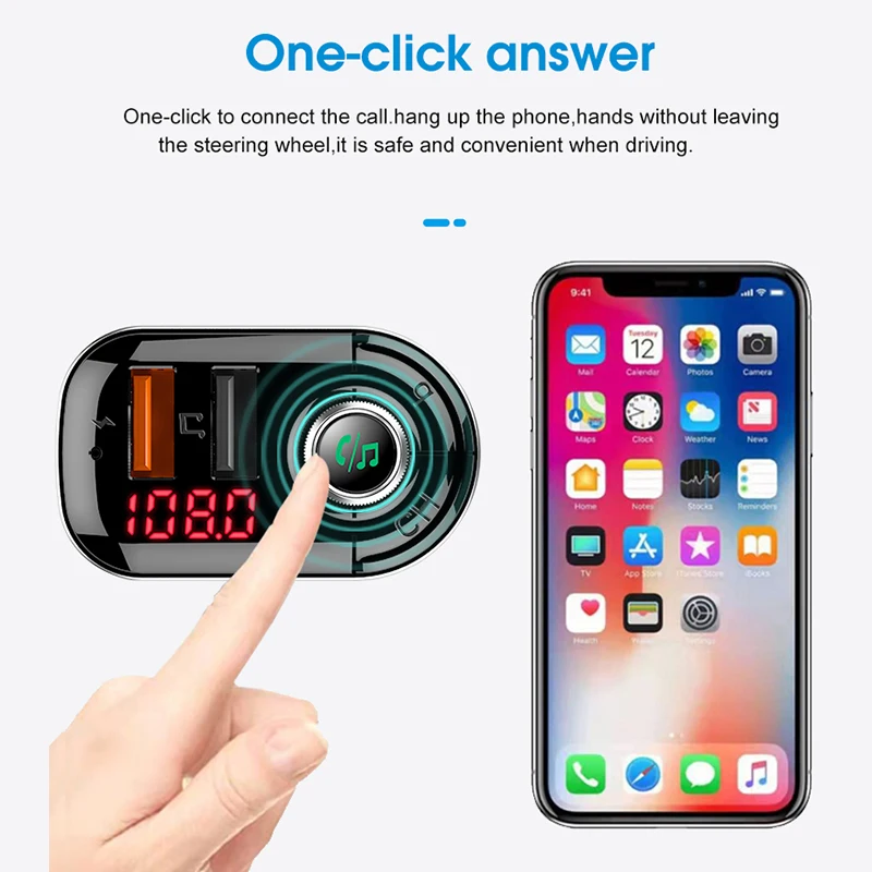 Новый Автомобильный Bluetooth 5 0 FM-передатчик беспроводной громкой связи