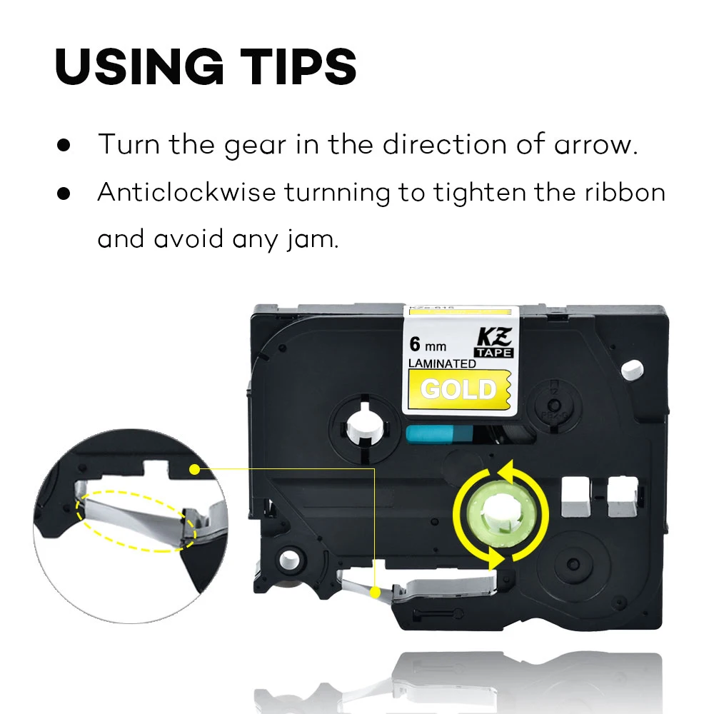 Label World TZe-815 6mm label tape gold on white Compatible for brother P-touch TZ Tze | Компьютеры и офис
