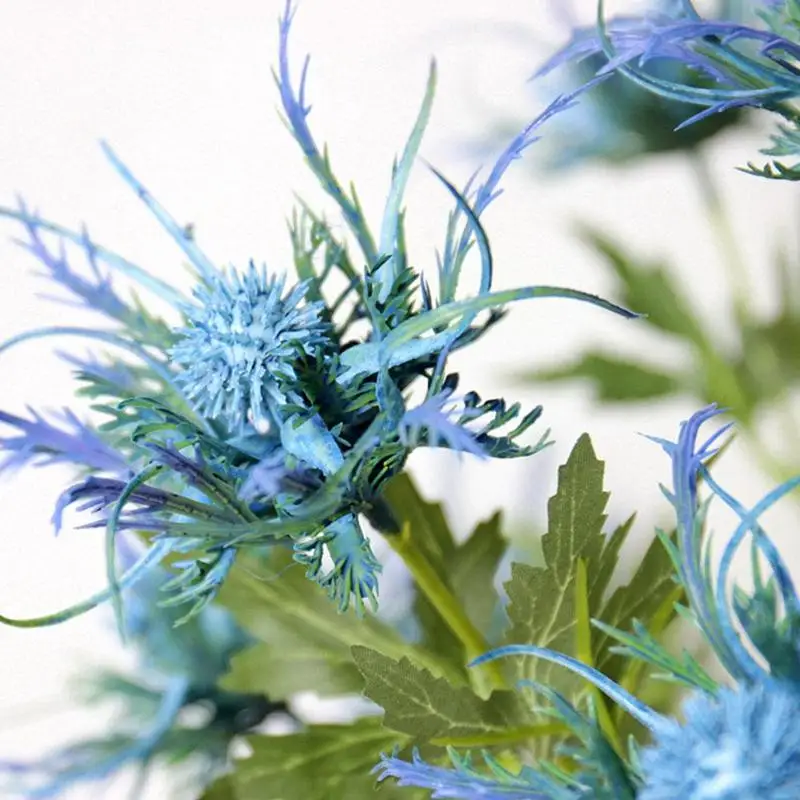 1pc Artificial Eryngium Thistles Bunch Plant 3-Fork Plastic Wedding Flower Creative Art Arrangement Material | Дом и сад