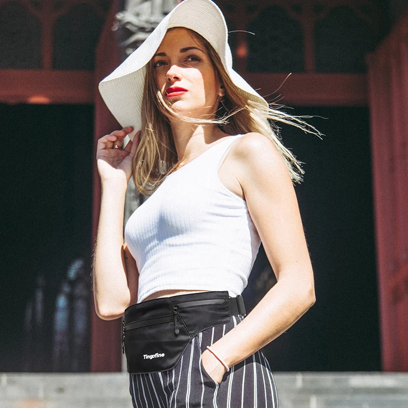 Large Capacity Waterproof Fabric Sport Running Bag Belt Outdoor Fitness Waist Pack Pouch GYM Double Zipper Pocket Waist Bags