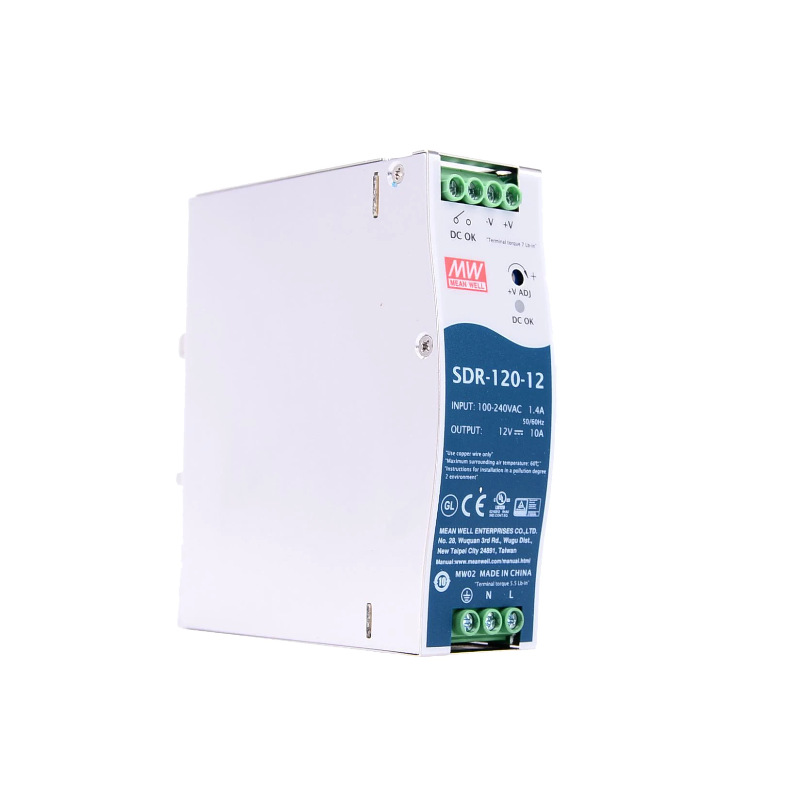 

Original Mean Well SDR-120-12 meanwell DC 12V 10A 120W Single Output Industrial DIN Rail With PFC Function Power Supply
