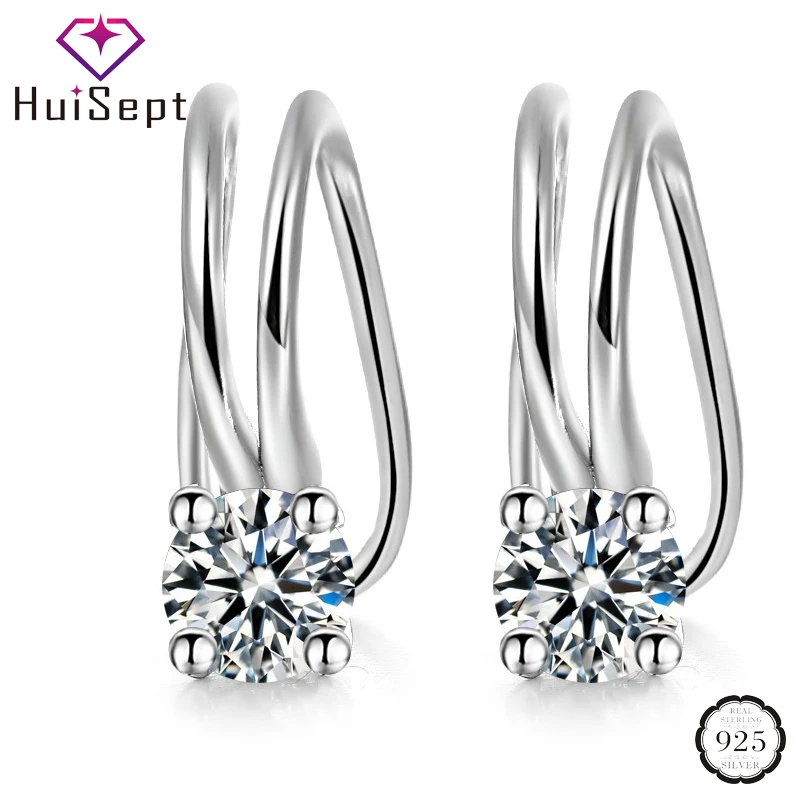 Женские серьги клипсы HuiSept ювелирное изделие из серебра 925 пробы с круглым