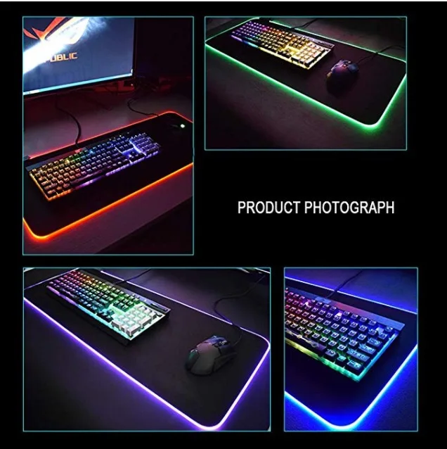 Светодиодный игровой коврик для мыши RGB Большой светящийся USB светодиодный
