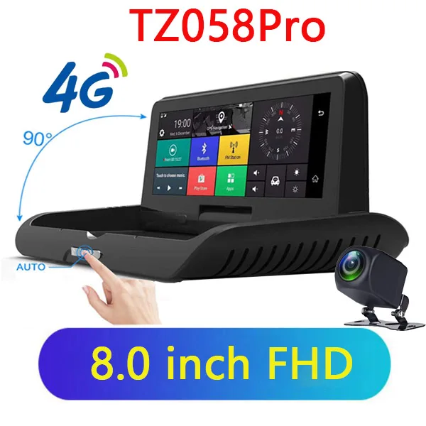 TZ058Pro QUIDUX 8 дюймов ips 4G Автомобильный видеорегистратор Камера gps Android FHD 1080P ADAS Dash cam двойной объектив Автомобильный видеорегистратор ночного видения удаленный монитор - Название цвета: TZ058Pro